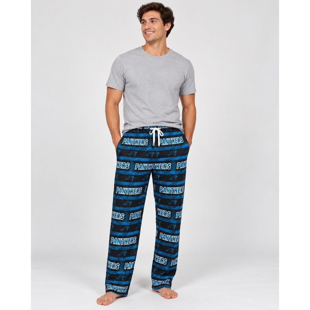 NFL Team Apparel Carolina Panthers Pajama Pants Men Black Blue New no Tags